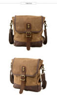 Bolso cruzado de cuero y lona con cera al óleo para hombre, bandolera estilo militar Vintage, informal, de viaje, Unisex, 2020 - details 3