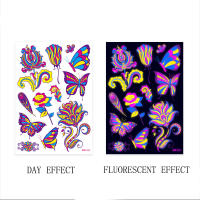 Pegatina de tatuaje facial fluorescente para Halloween, tatuaje falso de mariposa, rosa, Festival, Fiesta de máscaras, pegatina corporal - details 14