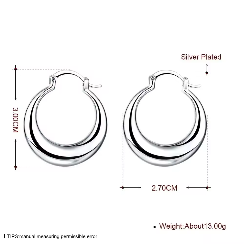 Pendientes de plata de ley 925 para mujer, aretes redondos de 3CM, joyería de compromiso, regalo - details 0