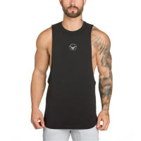 New Men Slim Fit Tank Tops Gym Fitness Bodybuilding Vests Summer Casual Fashion Solid Print Sleeveless Cotton Lengthen T-shirt - details 2