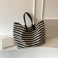 Bolsa de Lona a Rayas Grande Bolsa de Hombro Casual para Mujeres Ideal para Compras Diarias, Estudiantes, Viajes, Bolsa de Playa Material de Lining de Poliéster - details 19