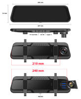 Cámara de grabación con resolución 1440P para espejo retrovisor de coche, grabadora de vídeo DVR con pantalla táctil de 9,66 pulgadas, WiFi, GPS, doble cámara, visión nocturna, E-ACE - details 21