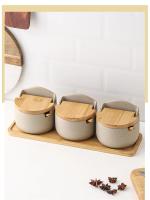 Tarro de Cerámica Japonesa para Especias, Tarro de Bambú para Especias con Tapa y Cuchara, Cocina, Caja para Almacenar Azúcar, Sal y Especias, Recipientes de Cocina para el Hogar, Tarro para Almacenar Especias - details 6