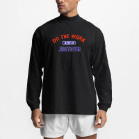 Oversized Long Sleeve T shirts Mens Autumn Cotton Dropped Shoulder Mock Neck T-shirt Men Loose Hip-Hop Sports Fitness Tee Shirt - details 2