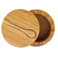 Caja de condimentos de bambú con cuchara, cubierta giratoria, olla de condimentos de bambú, succión magnética, caja de sal de celda única - details 0