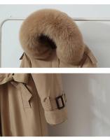 Chaqueta de invierno con capucha para mujer, Parka larga y gruesa con relleno de piel sintética, chaqueta desmontable de talla grande - details 26
