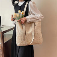 Bolso de mano tejido de paja para mujer, elegante, informal, con asa superior, Retro, a la moda - details 10