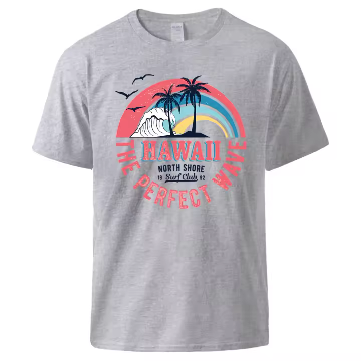 Camiseta hawaiana The Perfect Wave para hombre, Camisa cómoda de algodón con cuello redondo, transpirable, ropa Vintage Harajuku, Manga corta fresca - 1