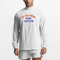 Oversized Long Sleeve T shirts Mens Autumn Cotton Dropped Shoulder Mock Neck T-shirt Men Loose Hip-Hop Sports Fitness Tee Shirt - details 8