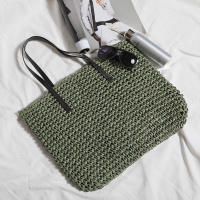 Bolso de playa de verano para mujer bolso de ratán tejido hecho a mano paja de gran capacidad bolso de hombro de cuero para mujer nuevo bohemio - details 5