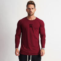 Camiseta Deportiva de Algodón con Estampado de Letra Cuello Redondo, Manga Larga, Fitness de Otoño-Invierno para Hombres - details 4