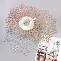4 Uds. Mantel Individual de PVC bronceado con flor de hibisco, 38cm - details 3