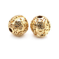 Cuentas de ojo de libélula de latón de Color dorado de 18K con patrón, cuentas espaciadoras de barril de bola redonda, fabricación de joyería, accesorios de pulseras Diy - details 62