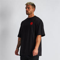 Gym Bodybuilding Fitness Mens Oversized Casual T Shirt Outdoor Hip Hop Streetwear Loose Short Sleeve Cotton Breathable T-shirt - details 3
