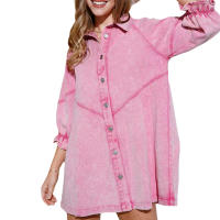 Vestido de mezclilla para mujer Vestido con mangas farol - details 4