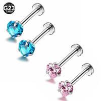 Piercing de titanio g23 para la oreja, pendientes clásicos de moda unisex, piercing para el cuerpo, labret, labio, circonita anodizada, piedras preciosas, 2 piezas - details 6