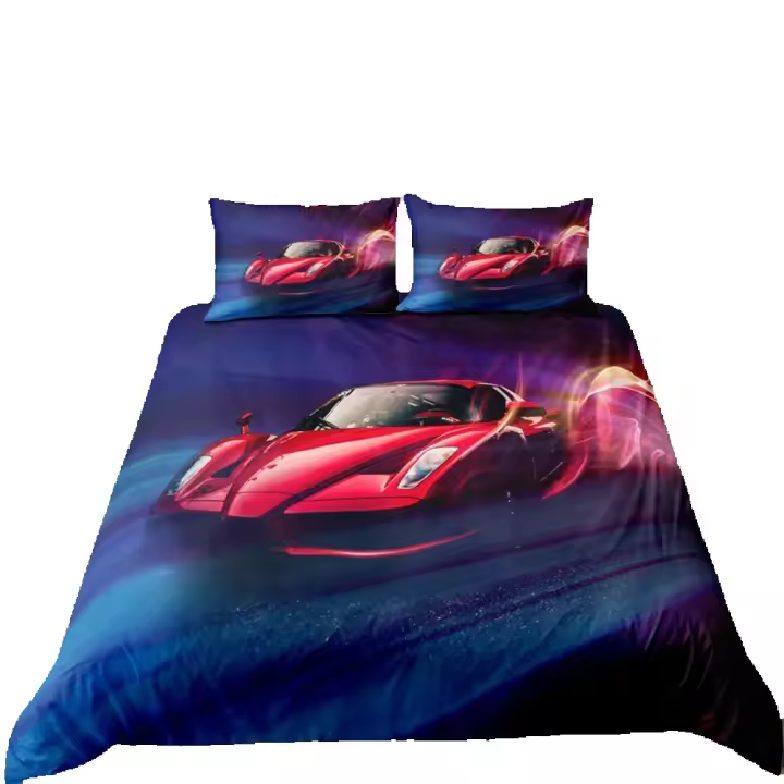 Juego de Ropa de Cama de Coche de Carreras Impreso Funda de Edredón de Poliéster con Funda de Almohada para Cama Doble, Triple, Full King Accesorios de Dormitorio - 1