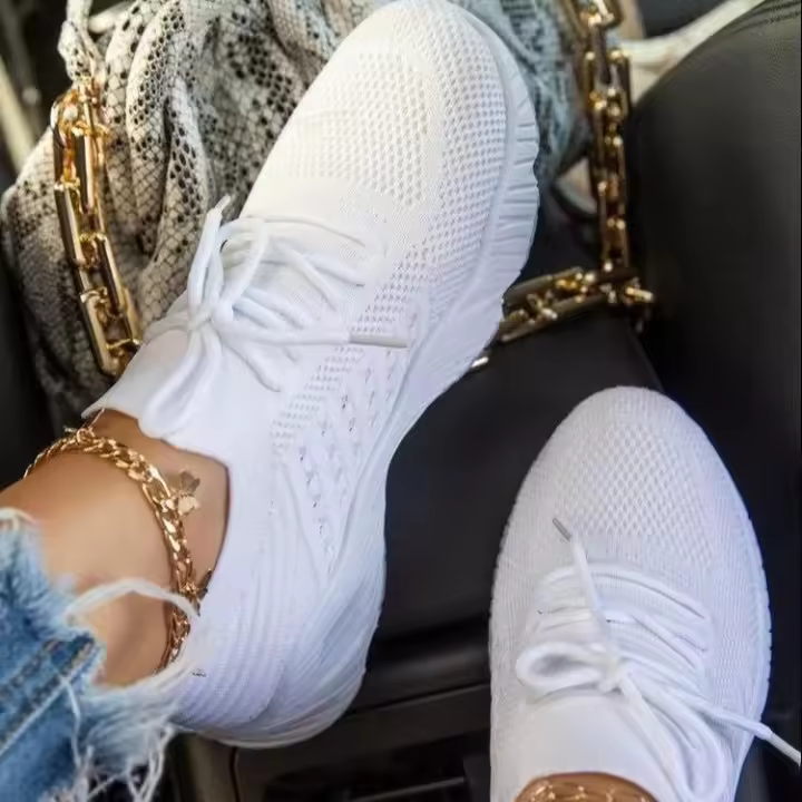 Zapatillas de Malla Transpirable para Mujer Calzado Deportivo de Moda Plataforma Tamaño Grande Liviano Zapato Vulcanizado para Tenis para Damas - 1