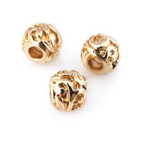 Cuentas de ojo de libélula de latón de Color dorado de 18K con patrón, cuentas espaciadoras de barril de bola redonda, fabricación de joyería, accesorios de pulseras Diy - details 81