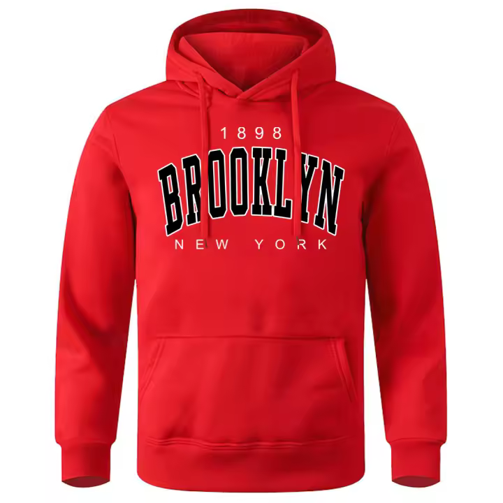Sudadera con capucha con estampado de Brooklyn para hombre, ropa de abrigo cómoda y holgada, básica, combina con todo, Nueva York, 1898 - 1