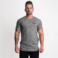 Casual Fashion Slim Fit Print T-shirt Men Sports Short Sleeve Knitted Shirt Summer Gym Fitness Bodybuilding Workout Tops Clothes - details 9
