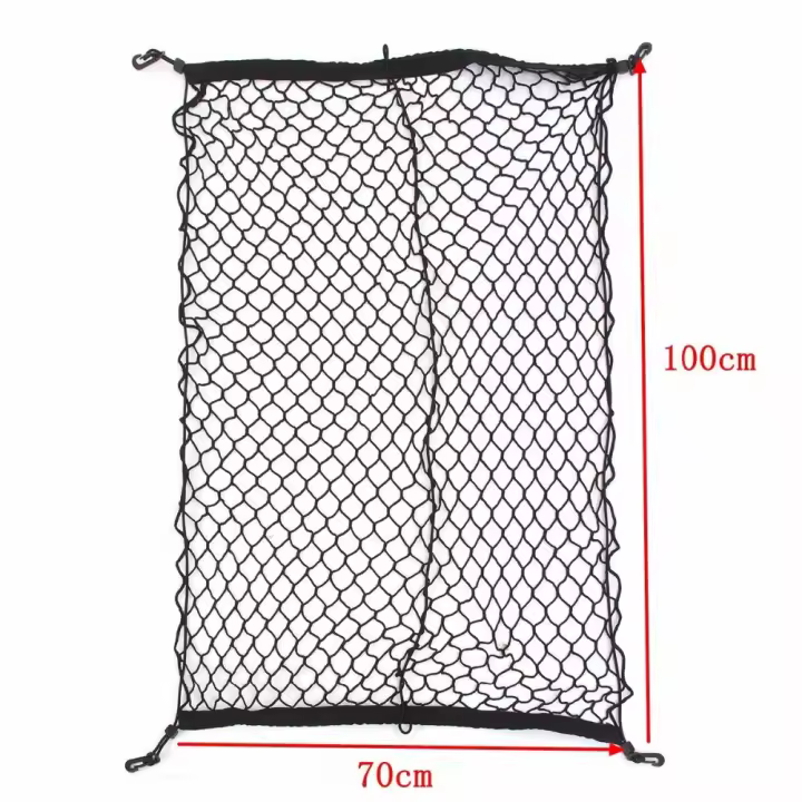 Bolsa Organizadora de Maletero de Coche en Nylon Negro con 4 Gancho Red de Malla para Almacenamiento de Equipaje - 1