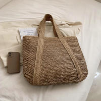 Bolso de paja tejido a mano para mujer, bolsa de hombro de gran capacidad con colgante para axila, Asa superior, Verano - details 17