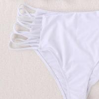 Conjunto de Bikini con hombros descubiertos, sujetador Bandeau con ribete con volantes, bañadores calados de cintura alta, traje de baño con realce, 2 unidades por juego - details 15