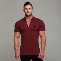 European and American style Fashion Zip Print Polo Tees Mens Cotton Slim Polo Shirts with Short Sleeve Fitness Polo T-Shirt - details 15