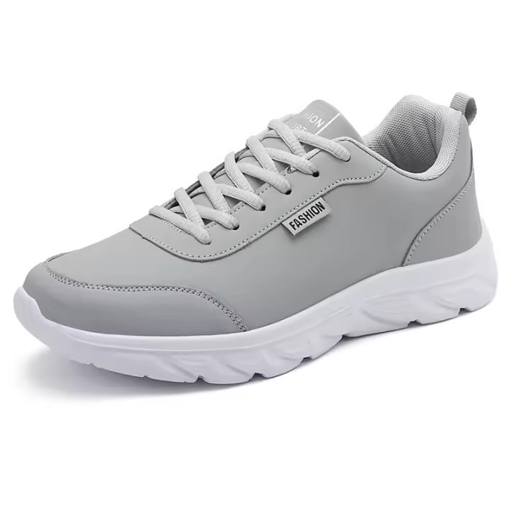 Zapatillas de deporte informales para hombre, calzado deportivo ultraligero de cuero PU, impermeable, talla grande 48, color negro - 1