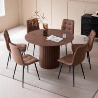 EGOONM Mesa de Comedor Redonda Mesa Nórdica para 4~6 Personas, Mesa de Comedor Circular con Base de Madera, Mesa de Comedor de Cocina Φ120cm - details 2