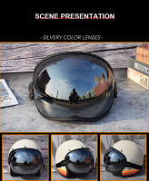 Universal adecuado casco de motocicleta protector de burbuja visera lente casco gafas lente multicolor retro cara completa media máscara gafas - details 12