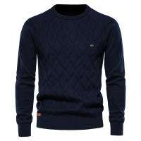 Suéteres AIOPESON Argyle Básicos para Hombres de Color Sólido con Cuello Redondo Manga Larga Tejidos de Pullover de Moda Invernal Nuevos Suéteres Cálidos para Hombres Material Exterior 95% Algodón 5% Lycra Hecho en China - details 8