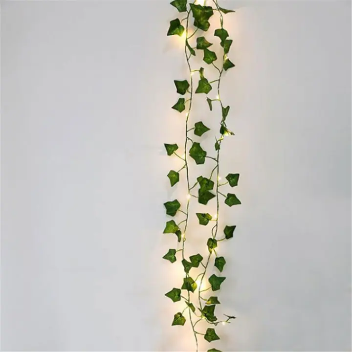 Guirnalda de plantas de hoja de hiedra Artificial verde, guirnalda de luces de vid, follaje falso, flores para el hogar, cocina, jardín, oficina, boda, decoración de pared - 1