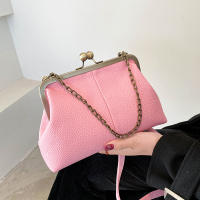 Bolsos de Hombro Vintage para Mujeres Diseño de Cerradura de Cadena Pequeña Bolsa de Mensajero Clip de Marca Bolsos de Cruzado y de Mano - details 19