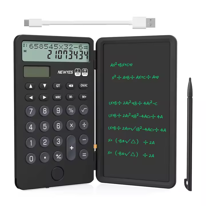 Calculadora Portátil NeWYeS con Notas Pantalla Grande de 12 Dígitos, Carga Solar, Para Oficina, Escuela, Estudiantes Material PVC/Plástico, Certificado CE - 1