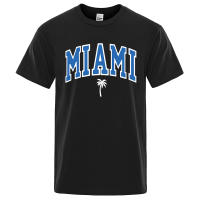 Camisetas con letras de la ciudad de la costa de Miami para hombre, ropa informal holgada de gran tamaño, camisetas de algodón con dibujos animados para hombre, camisetas callejeras - details 7
