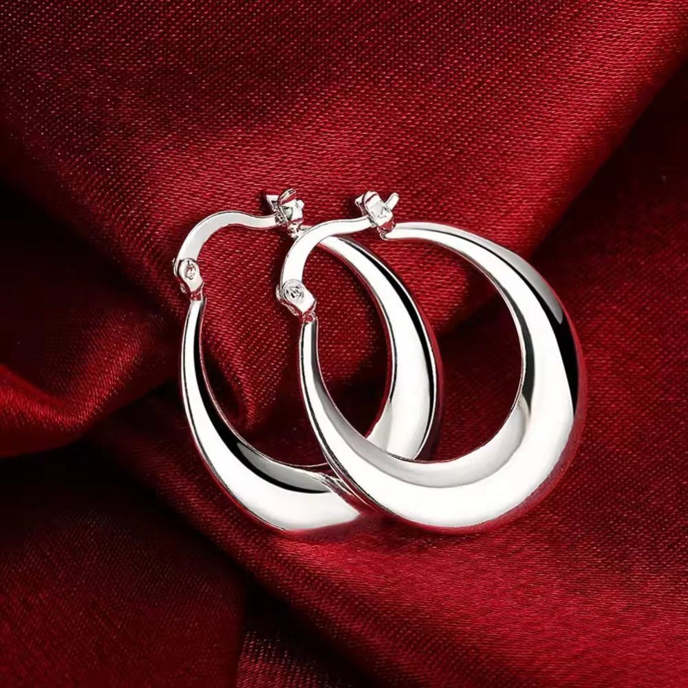 Pendientes de plata de ley 925 para mujer, aretes redondos de 3CM, joyería de compromiso, regalo - details 2