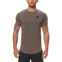 Camiseta de Fitness de Verano para Hombres Manga Raglan de Cuero Elástico Patrón Sencillo - details 8