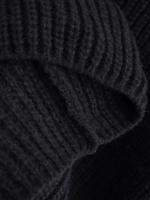 Women Casual Half High Collar Long Sleeve Knitted Pullovers Autumn Winter Patchwork Sweaters Black Loose Jumper - details 10