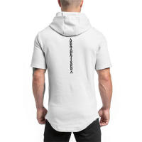 Gym Men Casual Fashion Hooded T Shirt Fitness Slim Fit Elasticity Breathable Bodybuilding Training Short Sleeve Tshirt Tee Tops - details 4