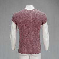 Summer Casual Fashion Knitted Top Gym Bodybuilding Short Sleeve T-shirt Men Fitness Slim Striped Solid Print Breathable T-shirt - details 9