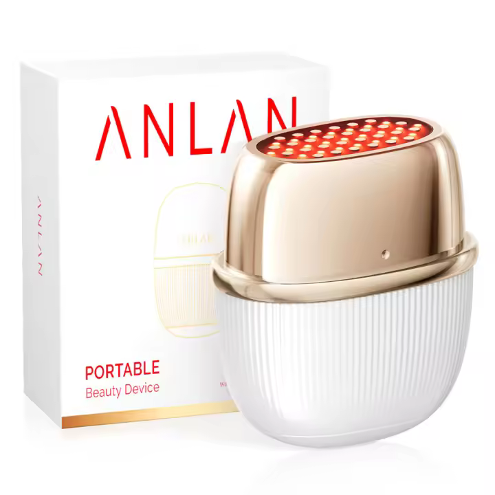 ANLAN Radiofrecuencia facial, Dispositivo de belleza RF multipolar, Lifting facial EMS, Reafirmación de la piel, Antiarrugas y antiedad, Masajeador de luz de 3 colores para el cuidado de la piel, Oro de 24 quilates - 1