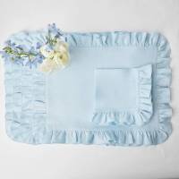 Servilletas 100% de lino para cena de boda, manteles individuales con volantes de Color sólido, borde con volantes, servilleta de mesa clásica personalizada para el hogar - details 2