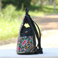 Mochila de lona bordada artística Vintage para mujer, mochila bordada Floral hecha a mano, Bolsa Escolar, bolsas de viaje de mezclilla - details 8