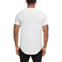 Gym Fitness Bodybuilding Tops Men Casual Fashion Solid Print Short V-neck Sleeve T-Shirt Summer Breathbale Quick Dry Slim Shirt - details 9