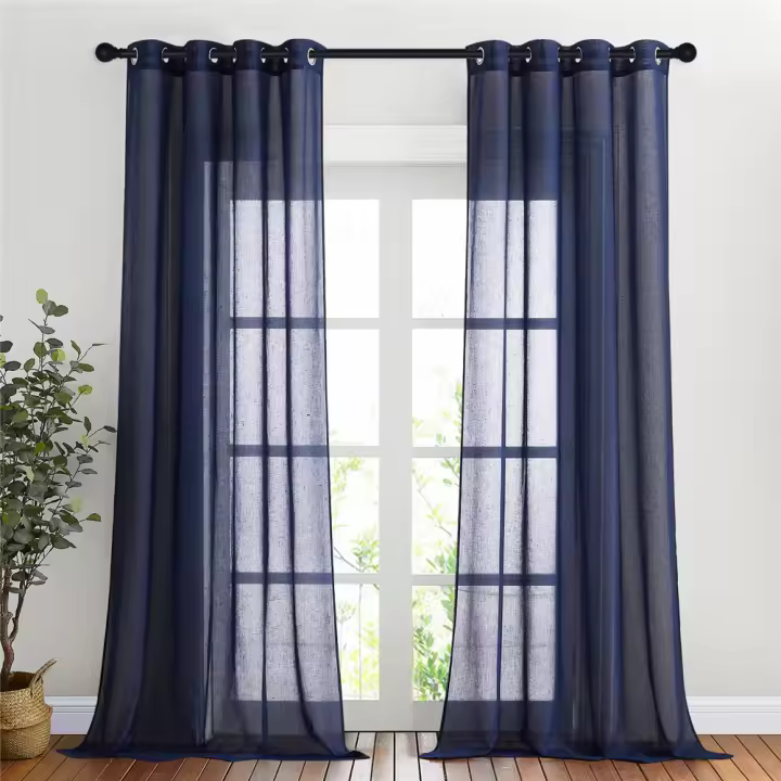 RYB HOME-cortinas transparentes de lino blanco, paneles semitransparentes verticales elegantes de lino Natural abierto para puerta francesa de granja, 1 unidad - 1