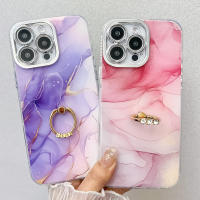 Funda con soporte de anillo para Apple iPhone 16 15 14 Pro Max, de mármol de alta calidad, IMD, PC, a prueba de golpes. - details 1