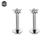 Piercing de titanio g23 para la oreja, pendientes clásicos de moda unisex, piercing para el cuerpo, labret, labio, circonita anodizada, piedras preciosas, 2 piezas - details 5