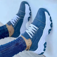Women Casual Shoes Solid Color Sneakers Women Platform Shoes Ladies Canvas Shoes Lace Up Suede Shoes for Women Plus Size - details 3